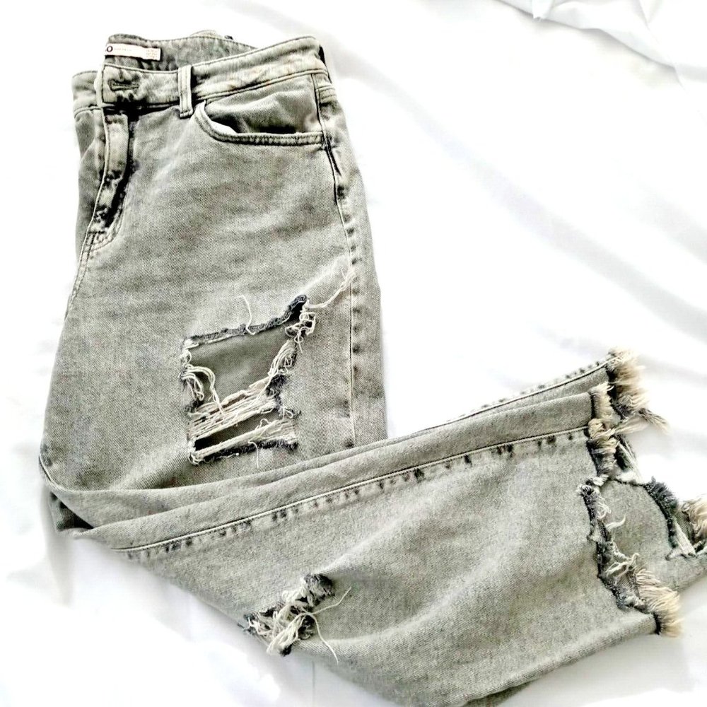 Junior's SO Goods For Life Gray Denim Jeans Size 13/31 W High Rise Straight